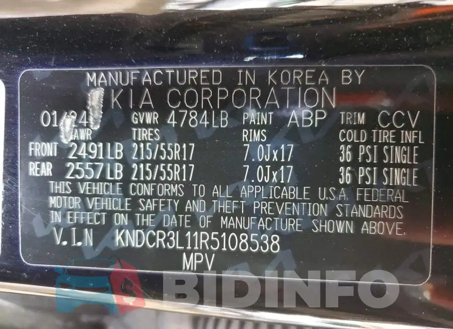 KNDCR3L11R5108538 Photo# 14