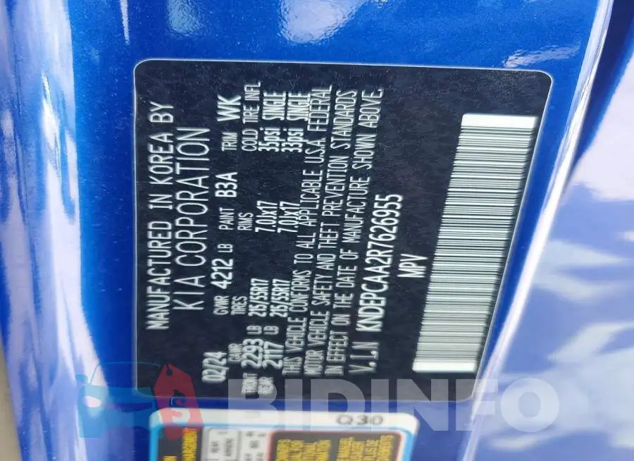 KNDEPCAA2R7626955 Photo# 13