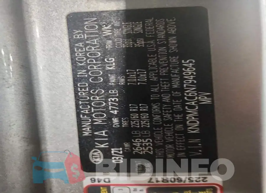 KNDPMCAC6N7949645 Photo# 14