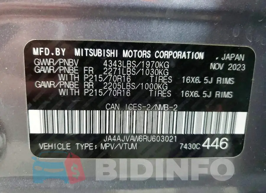 JA4AJVAW6RU603021 Photo# 13