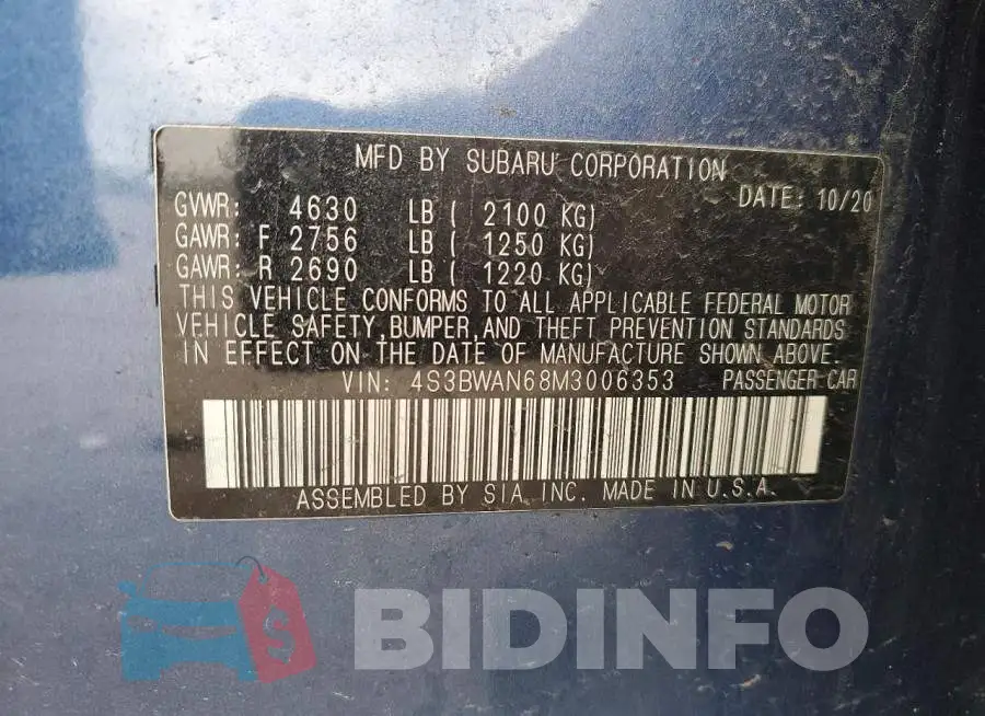 4S3BWAN68M3006353 Photo# 13