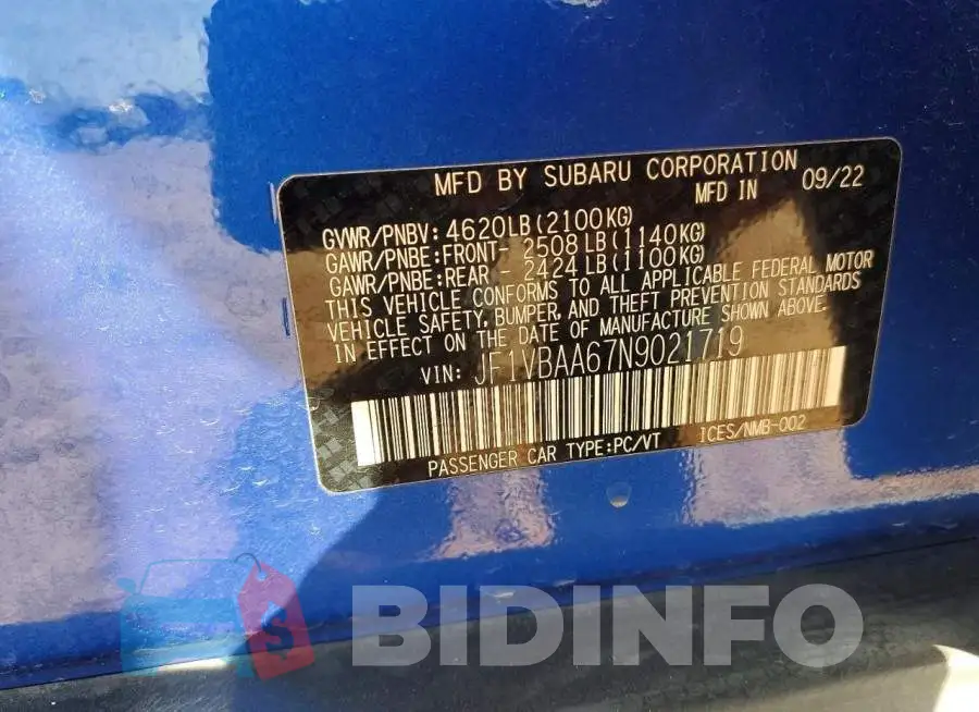 JF1VBAA67N9021719 Photo# 12