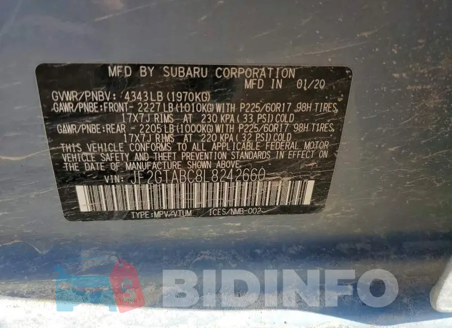 JF2GTABC8L8242660 Photo# 13