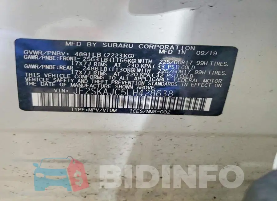 JF2SKAJC5LH428638 Photo# 13