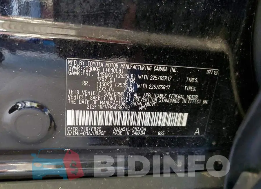 2T3F1RFV4KW068749 Photo# 13