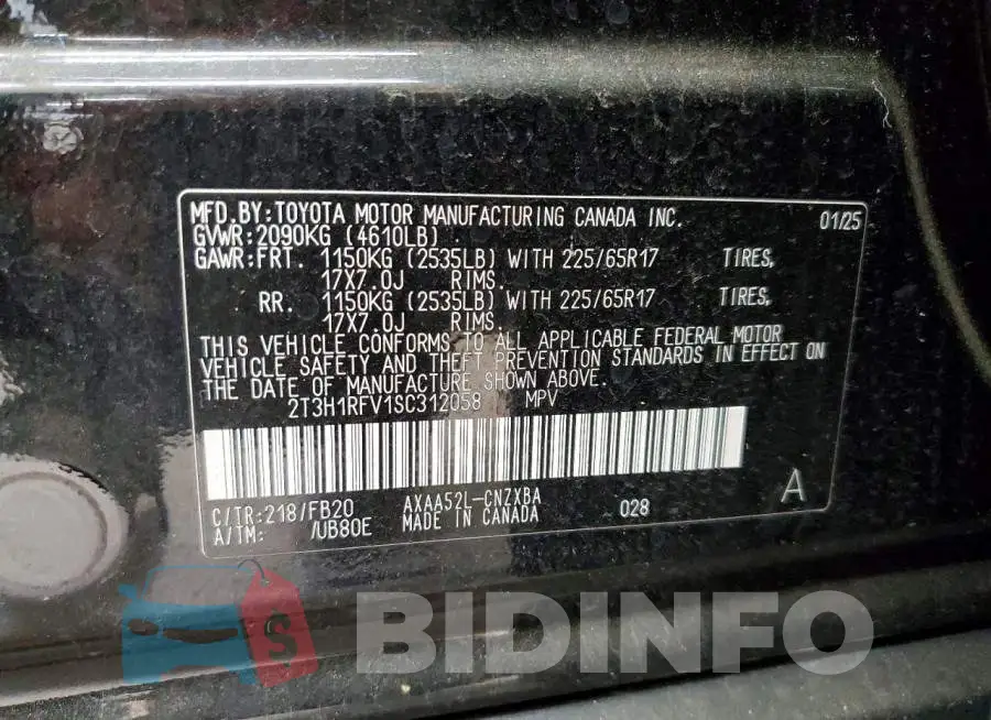 2T3H1RFV1SC312058 Photo# 13