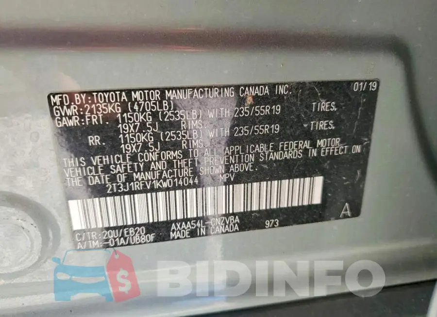 2T3J1RFV1KW014044 Photo# 14