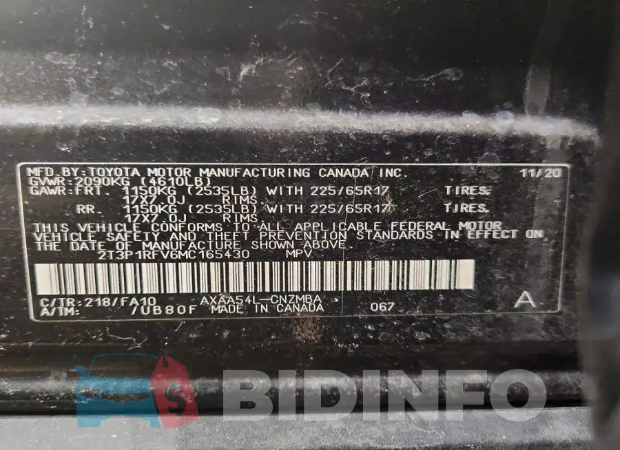 2T3P1RFV6MC165430 Photo# 14