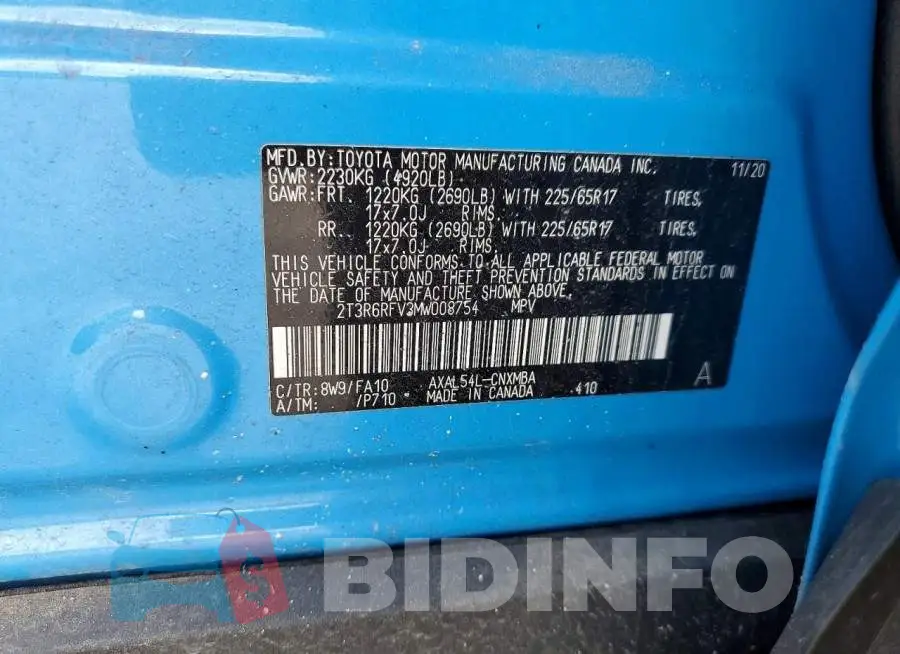 2T3R6RFV3MW008754 Photo# 14