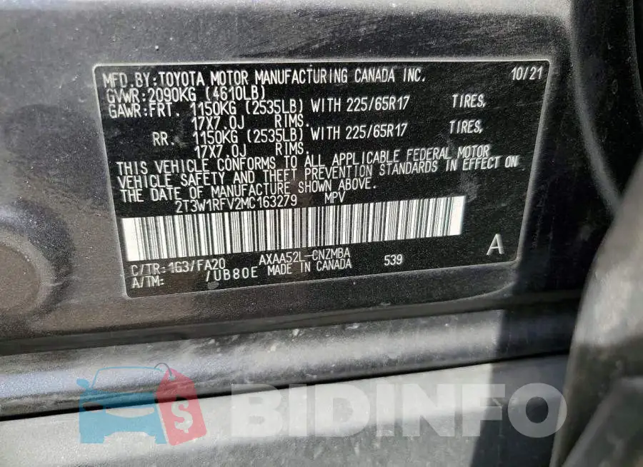 2T3W1RFV2MC163279 Photo# 14