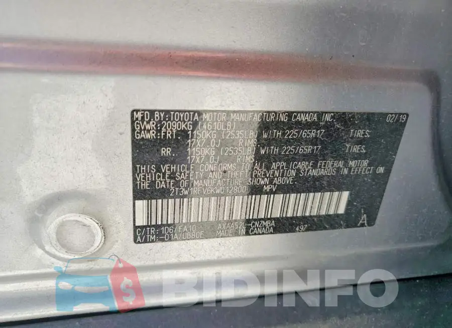 2T3W1RFV6KW012800 Photo# 12