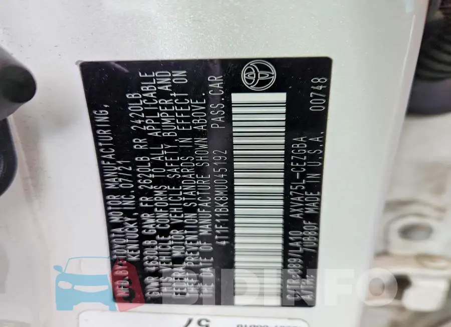 4T1F11BK8MU045192 Photo# 13