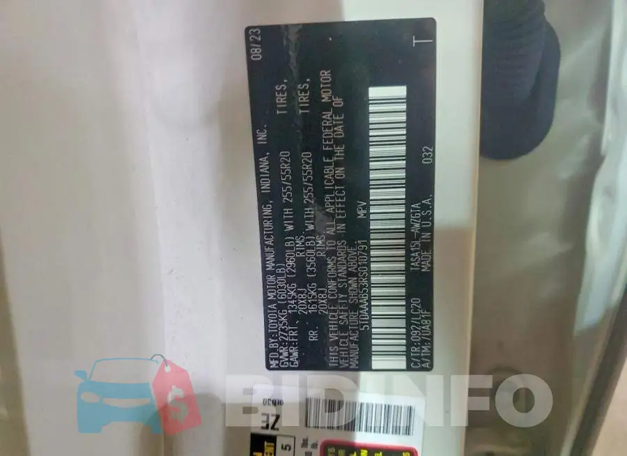 5TDAAAB53RS010791 Photo# 14