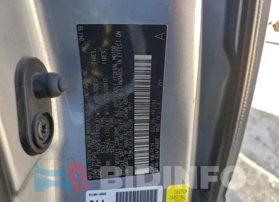 5TDKZ3DC6JS942508 Photo# 14