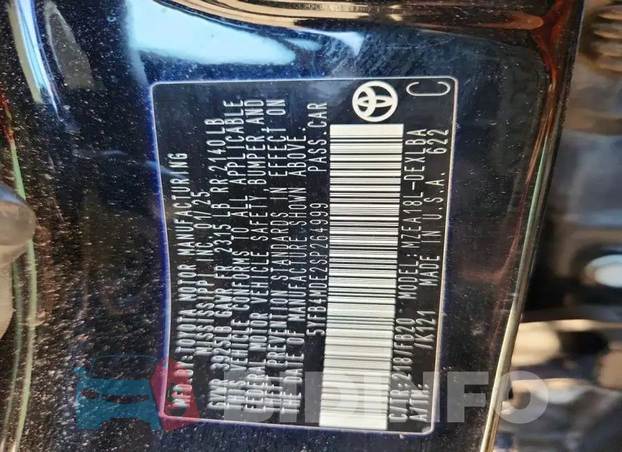 5YFB4MDE2SP264999 Photo# 13