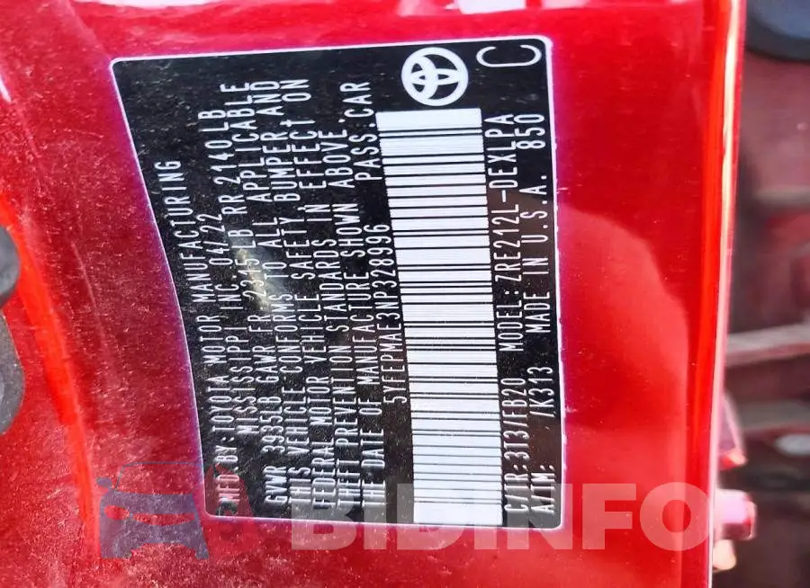 5YFEPMAE3NP328996 Photo# 12