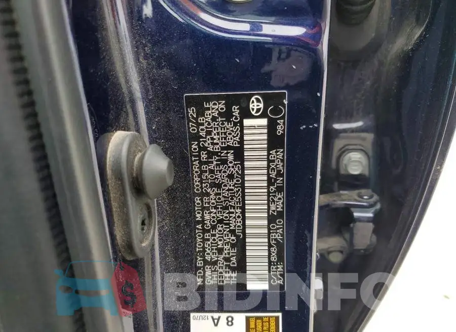 JTDBCMFE5S3107251 Photo# 13