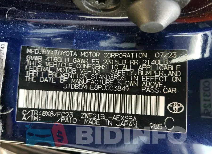 JTDBDMHE8PJ003849 Photo# 12