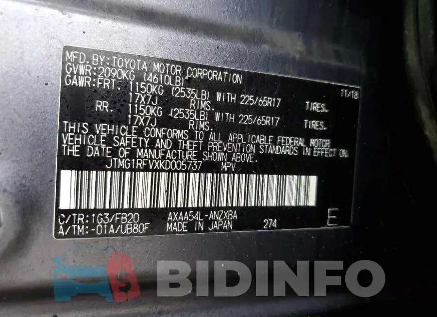 JTMG1RFVXKD005737 Photo# 13