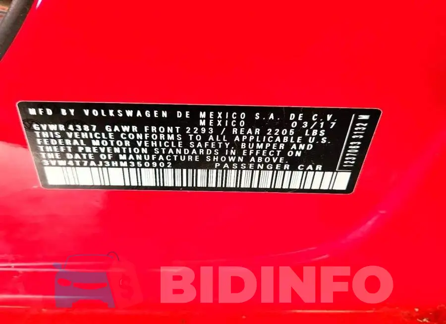 3VW4T7AJ3HM350902 Photo# 13