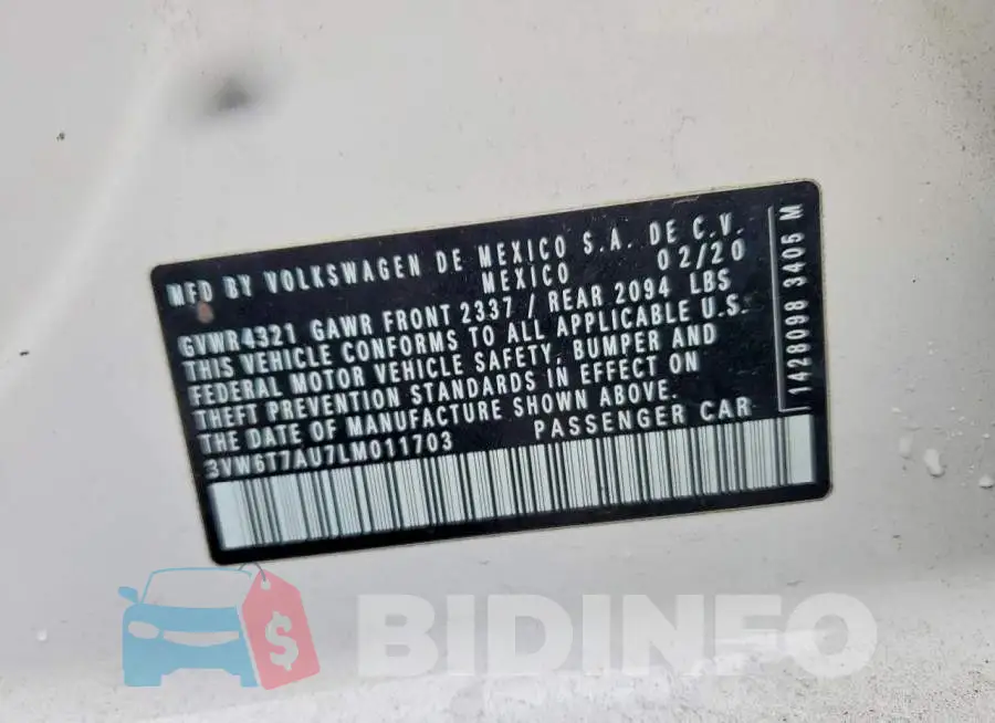 3VW6T7AU7LM011703 Photo# 13