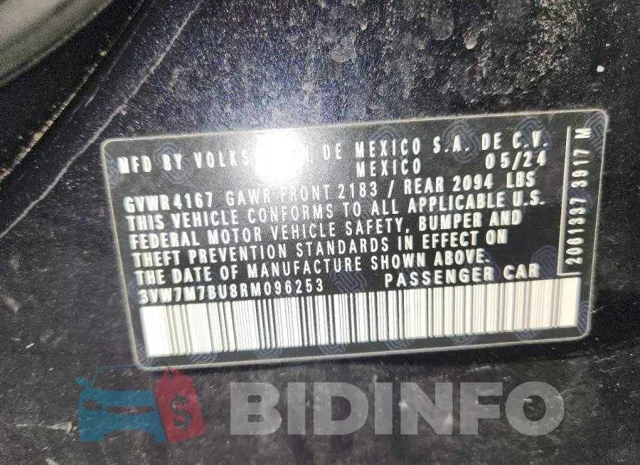 3VW7M7BU8RM096253 Photo# 12