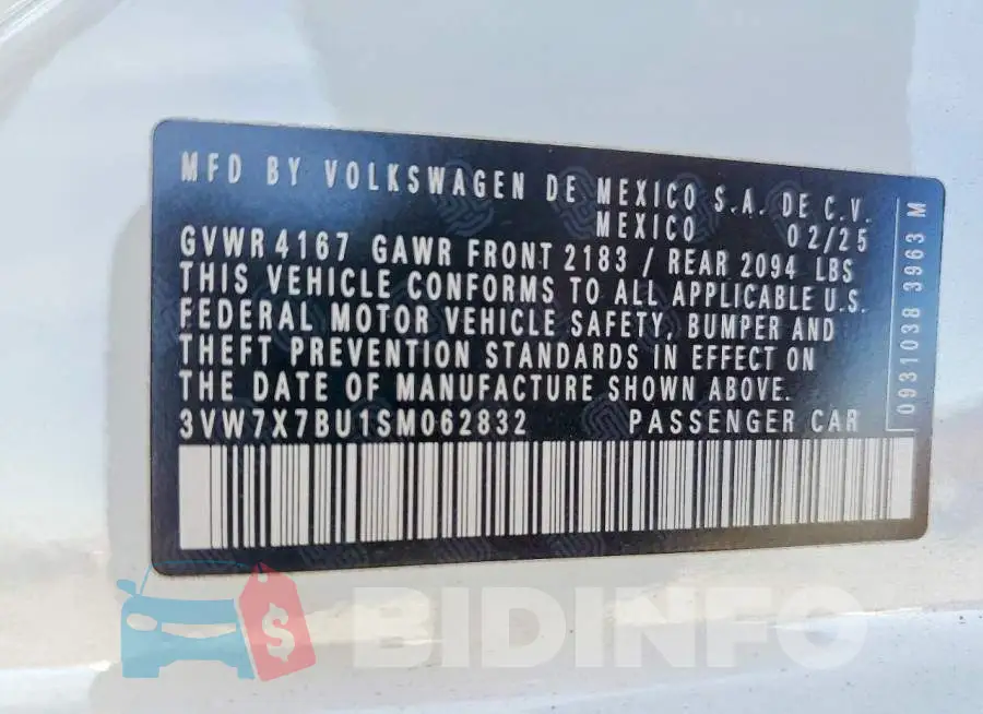 3VW7X7BU1SM062832 Photo# 12
