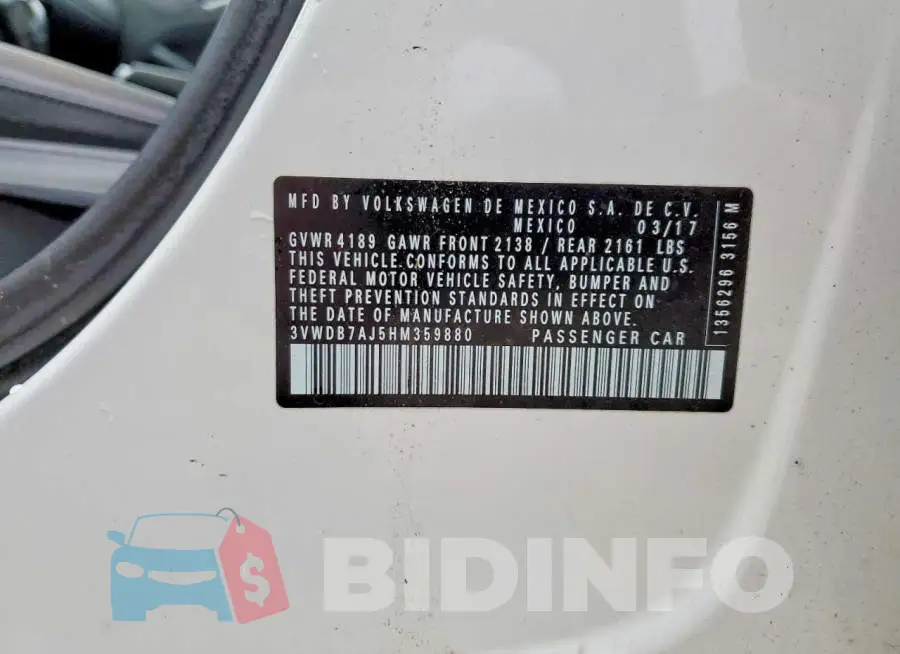 3VWDB7AJ5HM359880 Photo# 13