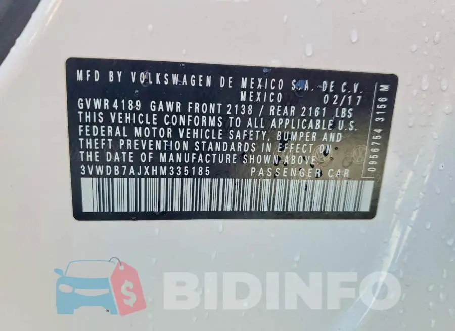 3VWDB7AJXHM335185 Photo# 13