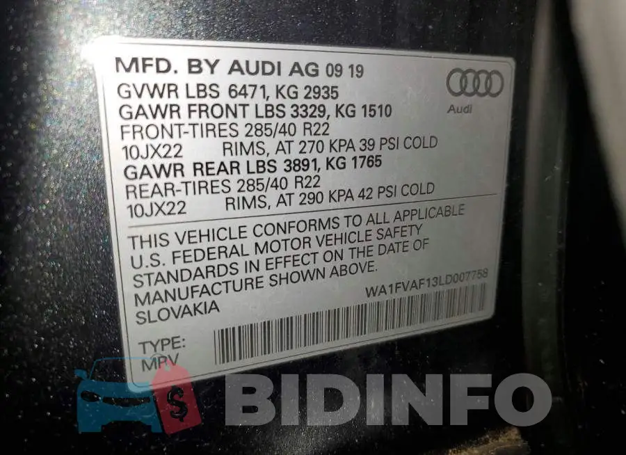 WA1FVAF13LD007758 Photo# 13