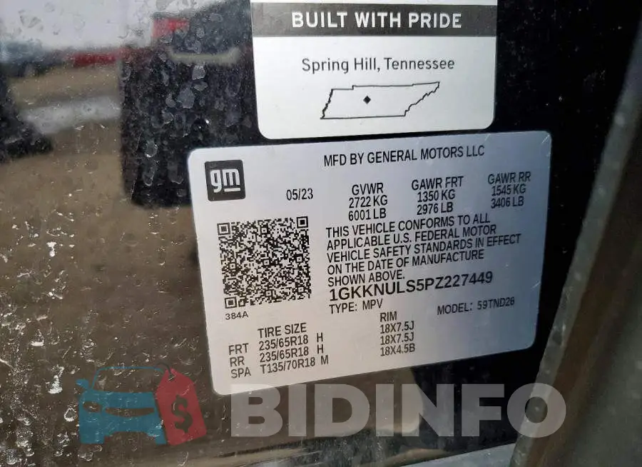 1GKKNULS5PZ227449 Photo# 13