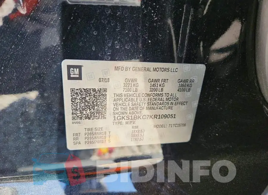 1GKS1BKC7KR109051 Photo# 13