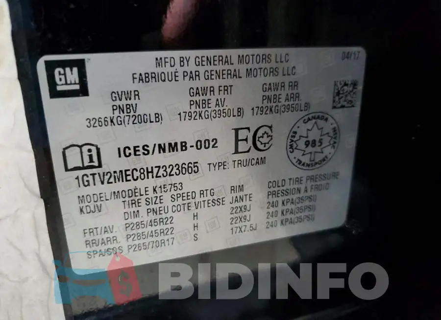 1GTV2MEC8HZ323665 Photo# 12