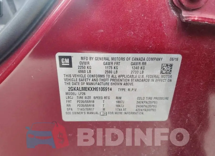 2GKALMEKXH6106914 Photo# 12