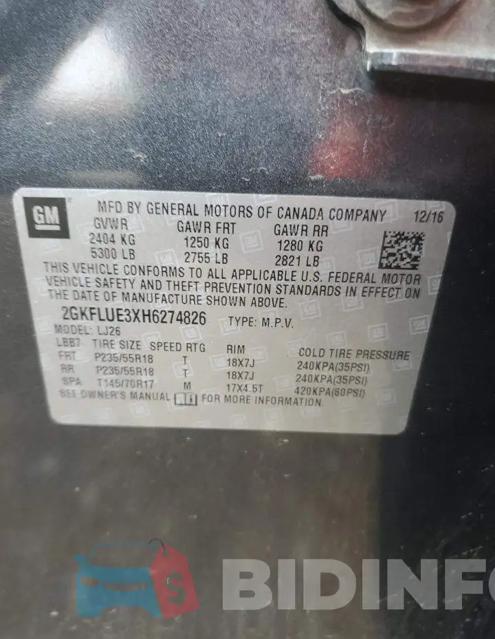 2GKFLUE3XH6274826 Photo# 12