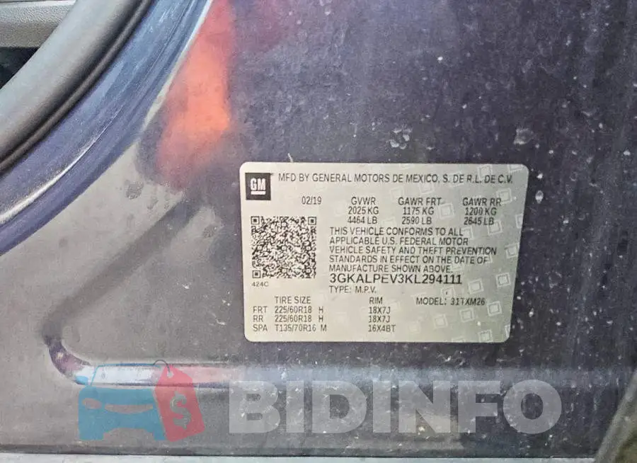 3GKALPEV3KL294111 Photo# 13