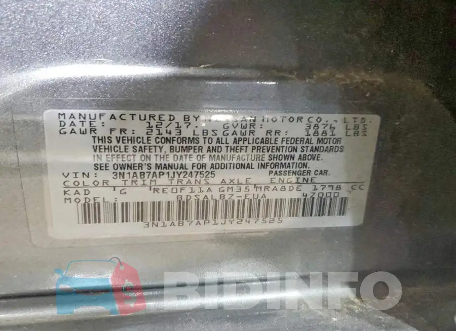 3N1AB7AP1JY247525 Photo# 12