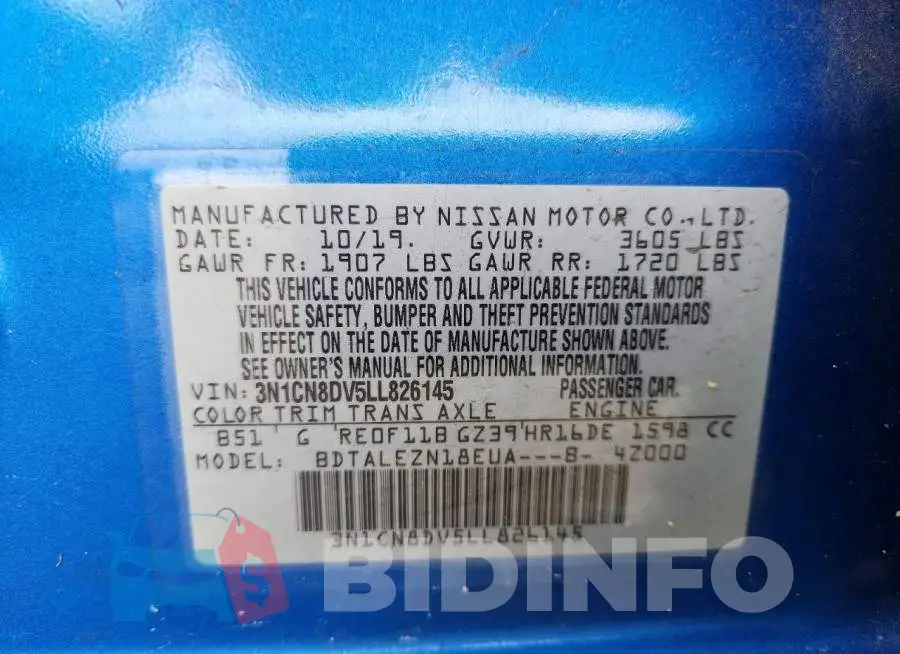 3N1CN8DV5LL826145 Photo# 12
