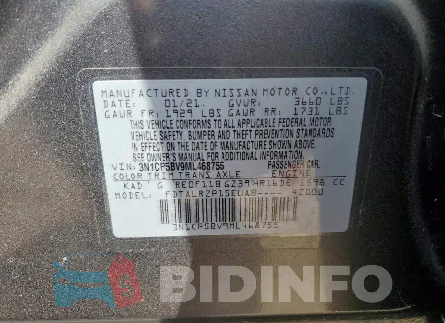 3N1CP5BV9ML468755 Photo# 12