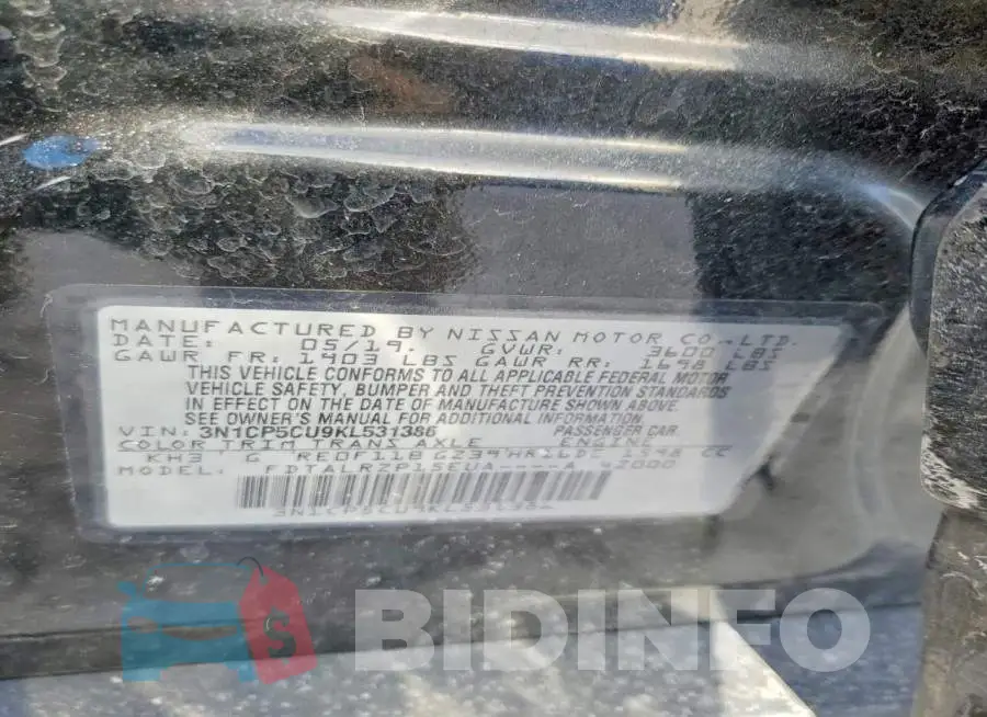 3N1CP5CU9KL531386 Photo# 12