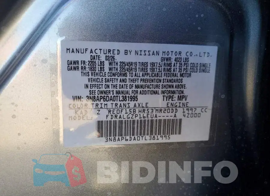 3N8AP6DA0TL381995 Photo# 13