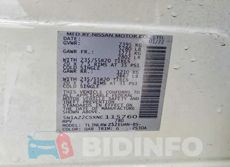 5N1AZ2CSXNC115760 Photo# 14