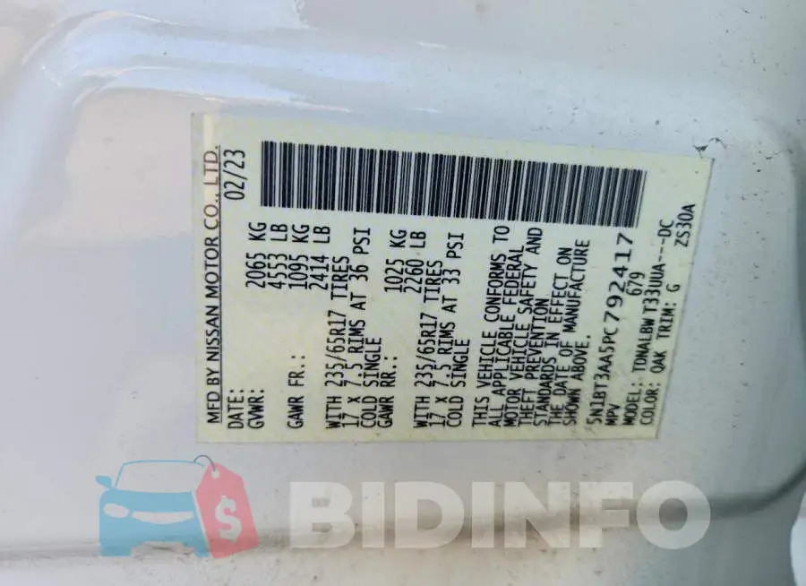 5N1BT3AA5PC792417 Photo# 13