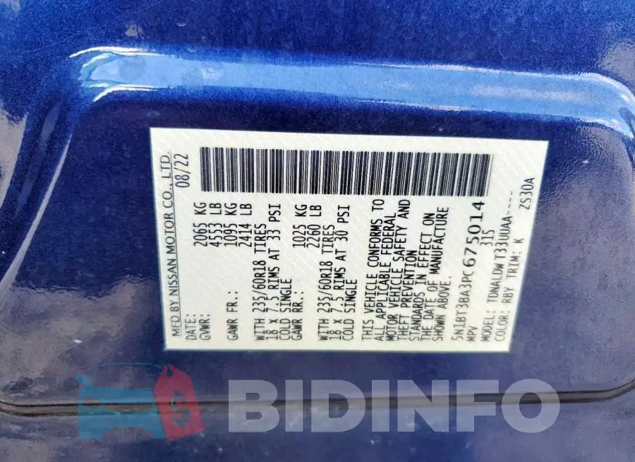 5N1BT3BA3PC675014 Photo# 14