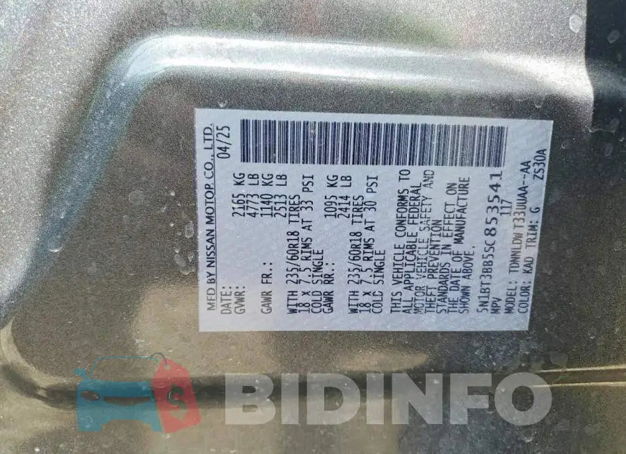 5N1BT3BB5SC853541 Photo# 13
