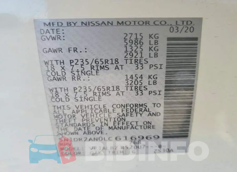 5N1DR2AN0LC616969 Photo# 13