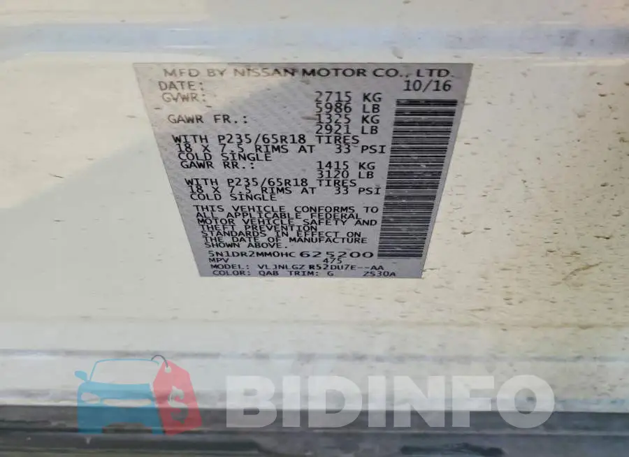 5N1DR2MM0HC625200 Photo# 12
