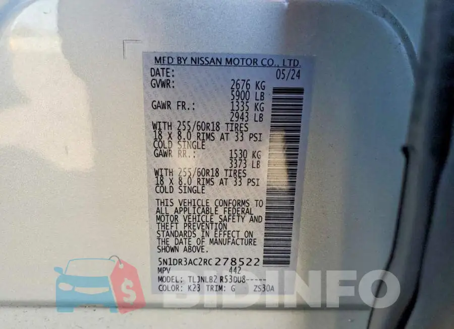 5N1DR3AC2RC278522 Photo# 13