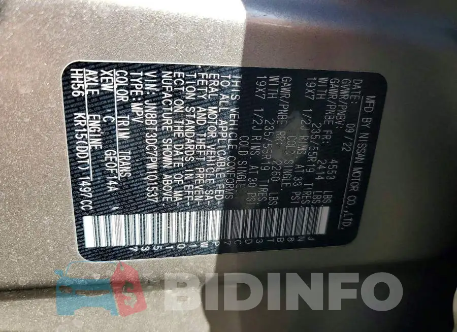 JN8BT3DC7PW101537 Photo# 13