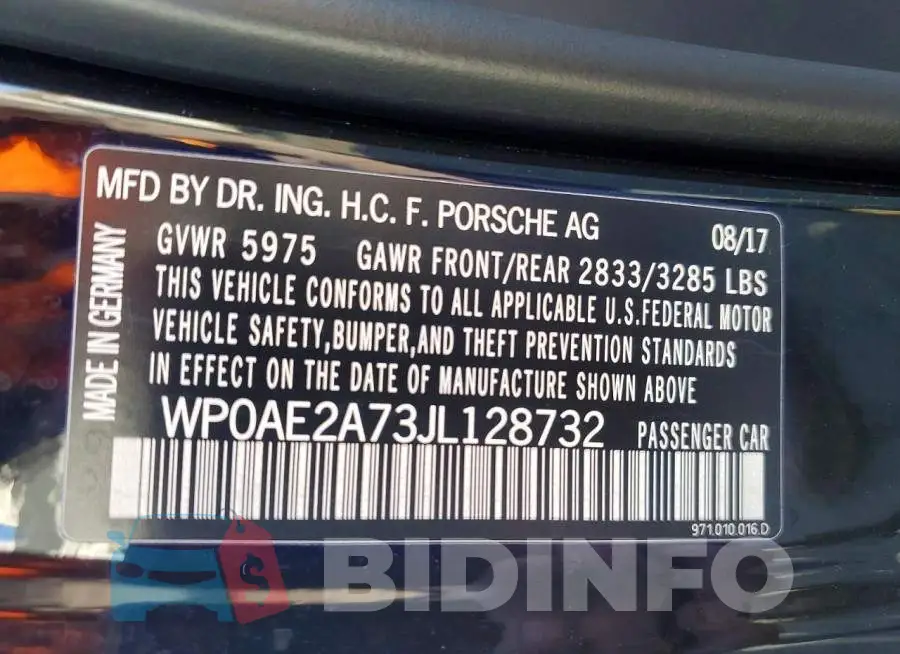 WP0AE2A73JL128732 Photo# 13